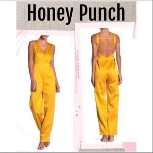 NEW Honey Punch Jumpsuit New With Tags  Gold Satin jumpsuit Size XS
